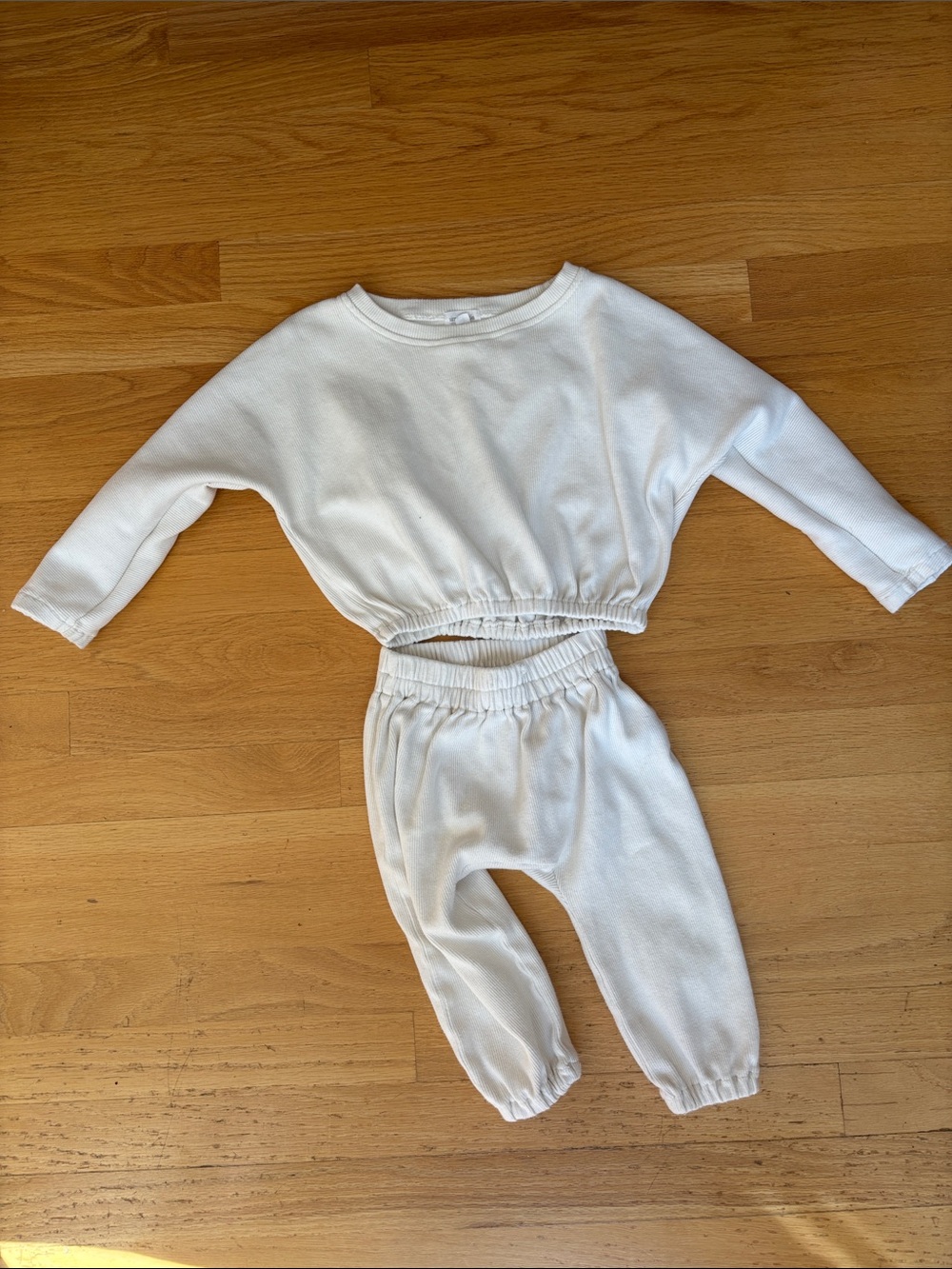 Kids White Jogger Pants - Soft Elastic Waist